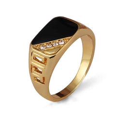 Classic Rhinestone Men's Enamel Ring