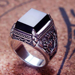 Men's Silver Onyx Ring
