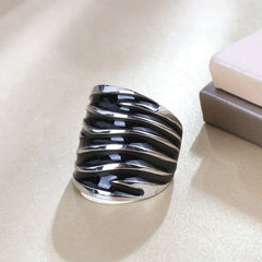 Men's Black Enamel Big Ring