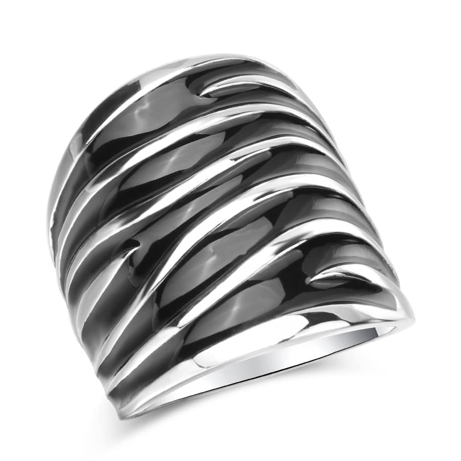 Men's Black Enamel Big Ring