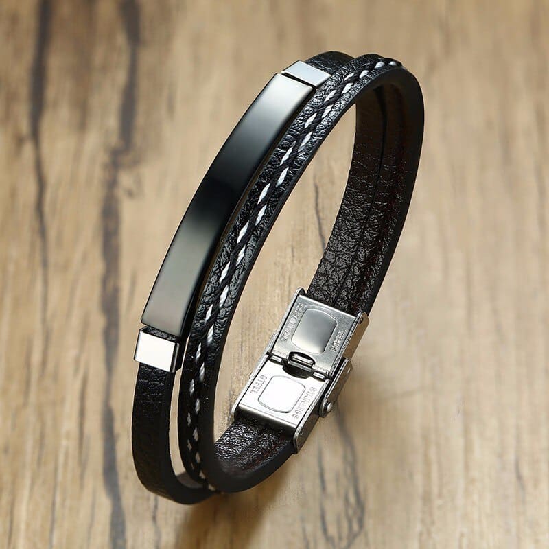 Men's Genuine Leather Personalize Bracelet