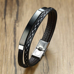 Men's Genuine Leather Personalize Bracelet