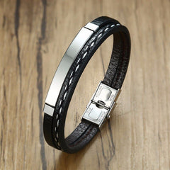 Men's Genuine Leather Personalize Bracelet