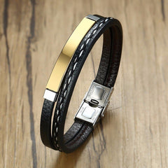 Men's Genuine Leather Personalize Bracelet