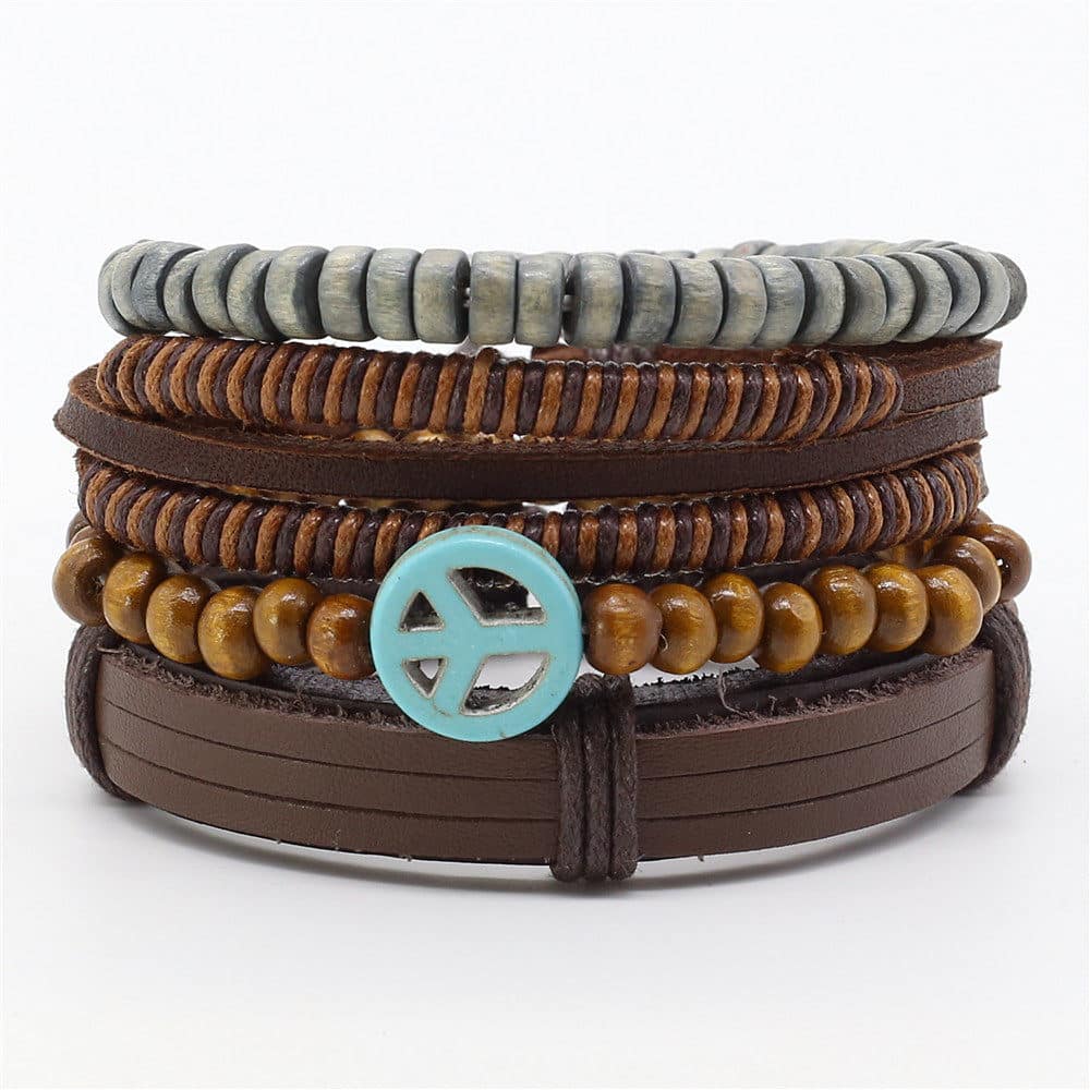 Cute Handmade Multilayered Leather Charm Bracelet