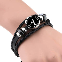 Men's Leather Personalized Bracelet with Symbol