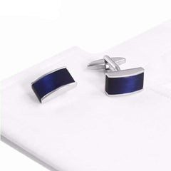 Men's Rectangular Blue Crystal Cuff Links