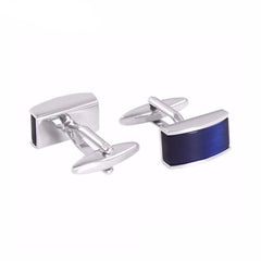 Men's Rectangular Blue Crystal Cuff Links