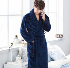 Men's Warm Flannel Bathrobe