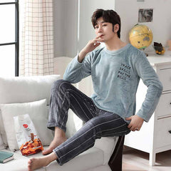Men's Long Sleeved Warm Pajama Set