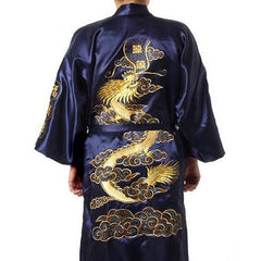 Men's Chinese Satin Robe with Embroidery