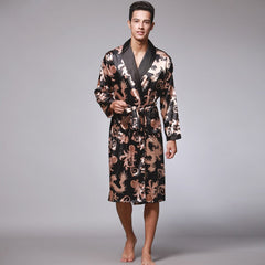 Men's Knee Length Bathrobe with Pattern