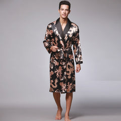 Men's Knee Length Bathrobe with Pattern