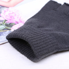Fashion Solid Knitted Half Finger Gloves