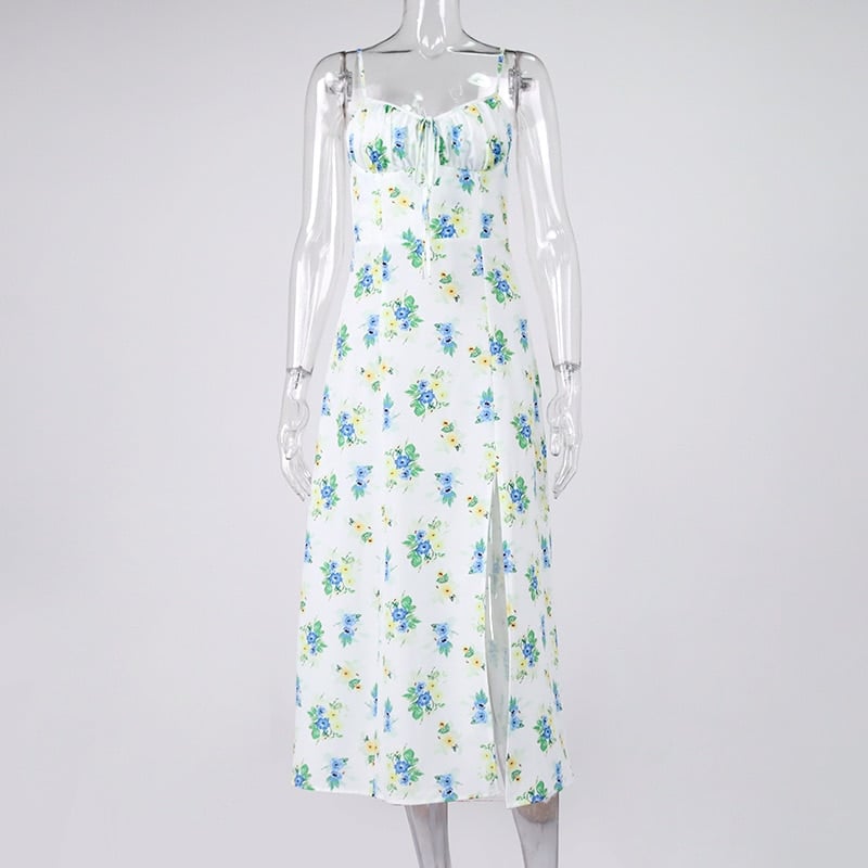 Women's Vintage Floral Printed Midi Dress