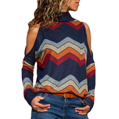 Women's Geometrical Printed Cold Shoulder Pullover