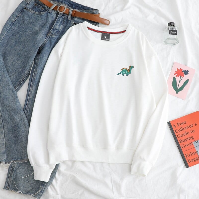 Basic Pullover with Dinosaur Print