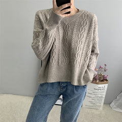 Women's Casual Solid Color V-Neck Long Sleeved Jumper