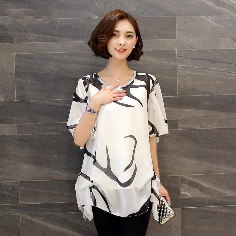Women's Abstract Print Chiffon Blouse