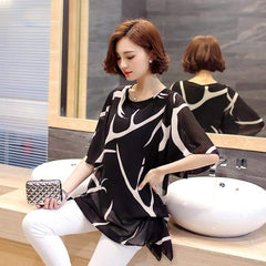 Women's Abstract Print Chiffon Blouse