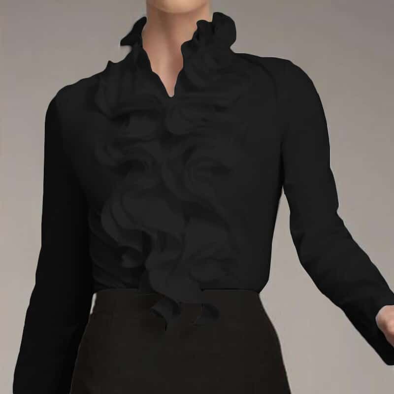 Office Women's Black / White Ruffled Blouse
