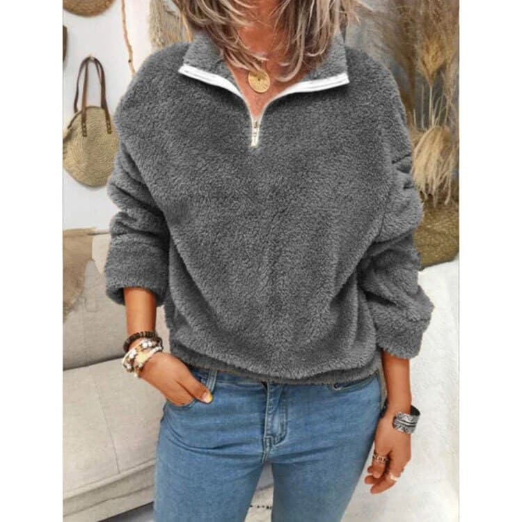 Women's Fleece Turn-Down Collar Sweater