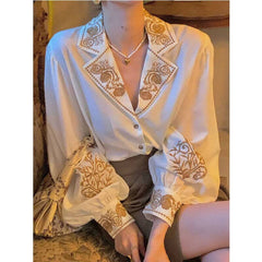 Women's Golden Embroidery Shirt