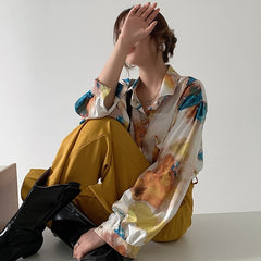 Oversized Printed Retro Blouse