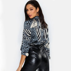 Women's Leopard Printed Long Sleeve Blouse