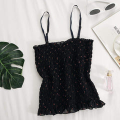 Pleated Chiffon Women's Top in Flower Print