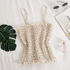 Pleated Chiffon Women's Top in Flower Print