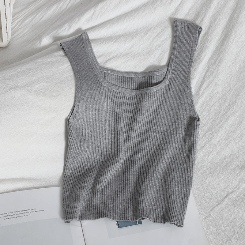 Women's Solid Color Ribbed Crop Top