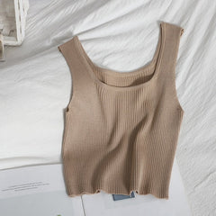 Women's Solid Color Ribbed Crop Top