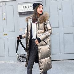 Women's Causal Long Coat with Fur Hood