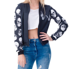 Women's Skull Print Bomber Jacket
