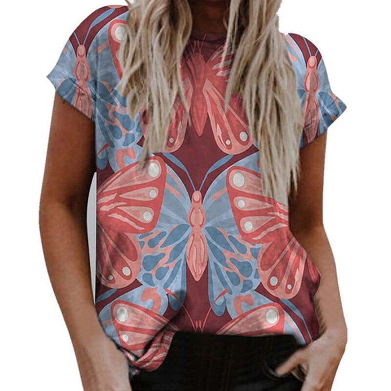 Women's Summer Butterfly Printed Blouse