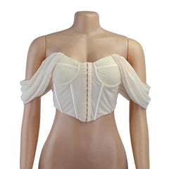 Women's Mesh Off Shoulder Strapless Crop Top