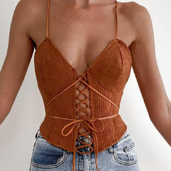 Women's Elegant Ribbed Sleeveless Crop Top