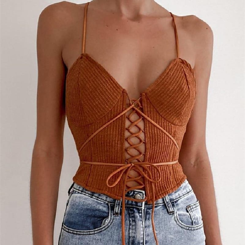 Women's Elegant Ribbed Sleeveless Crop Top