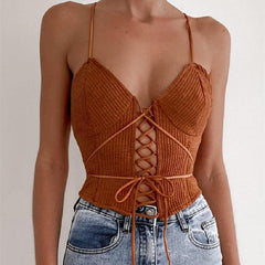 Women's Elegant Ribbed Sleeveless Crop Top