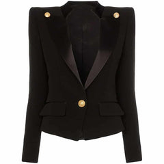 Black and White Women's Jacket with Collar