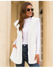 Women's Hooded Fur Sleeveless Jacket