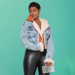 Denim Patchwork Hooded Jackets