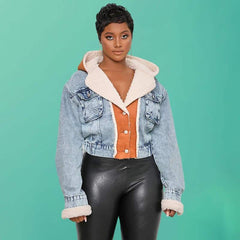 Denim Patchwork Hooded Jackets