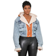 Denim Patchwork Hooded Jackets