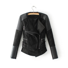 Women's Suede and Leather Quilted Biker Jacket