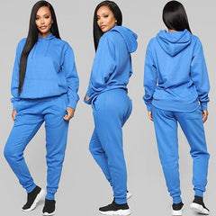 Women's Solid Color Hooded Tracksuit