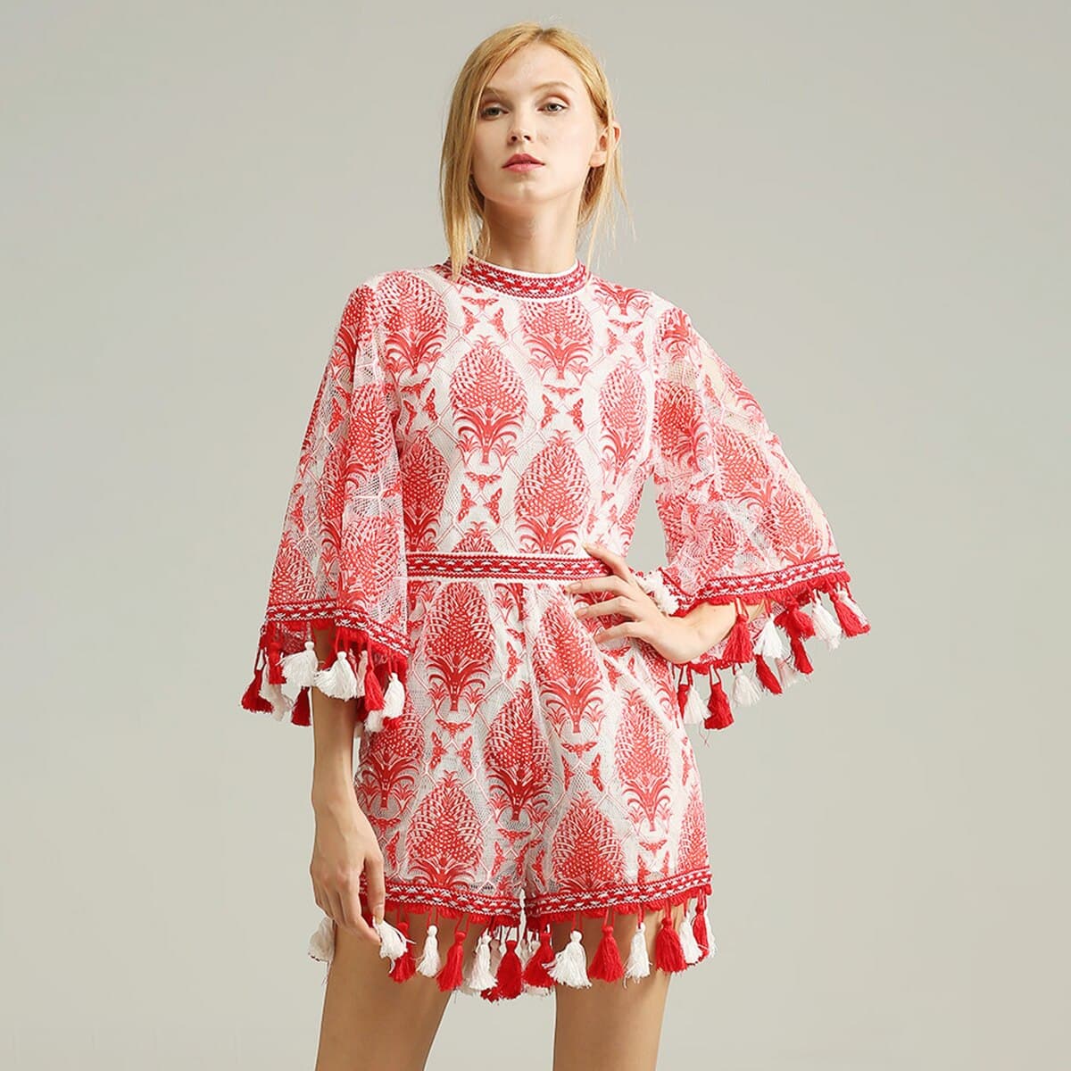 Boho Backless Women's Jumpsuit with Tassels