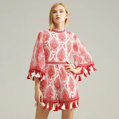 Boho Backless Women's Jumpsuit with Tassels