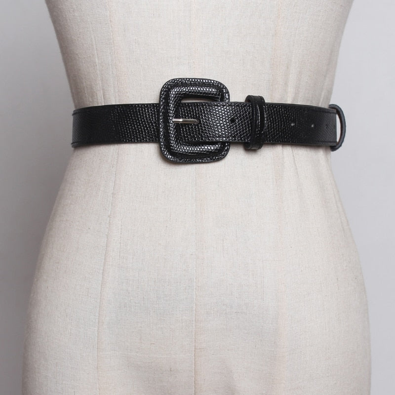 PU Leather Square Buckle Belt